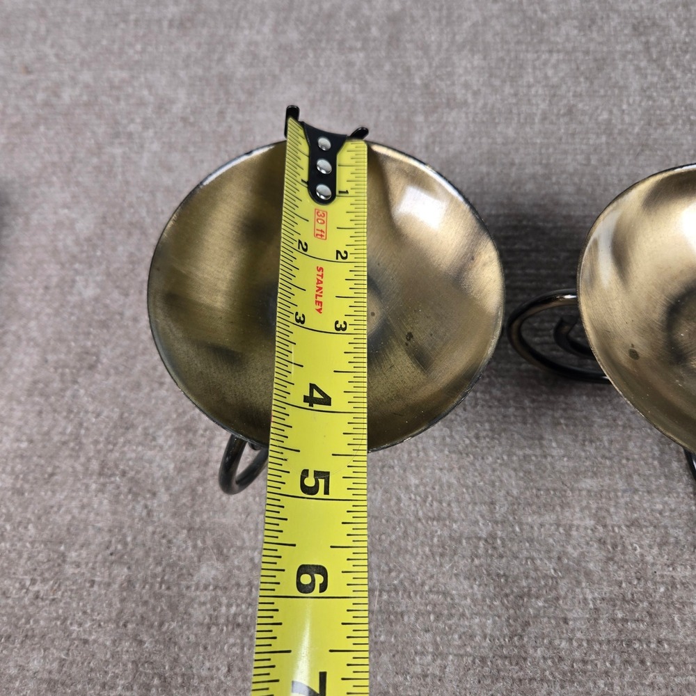Set of 2 Bronze Gold Scroll Metal Pillar Candle Holders Brushed Finish 3.5in - Picture 5 of 6